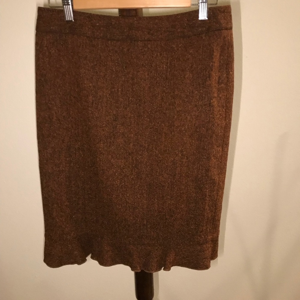 Club Monaco wool blend tweed skirt with ruffle hem